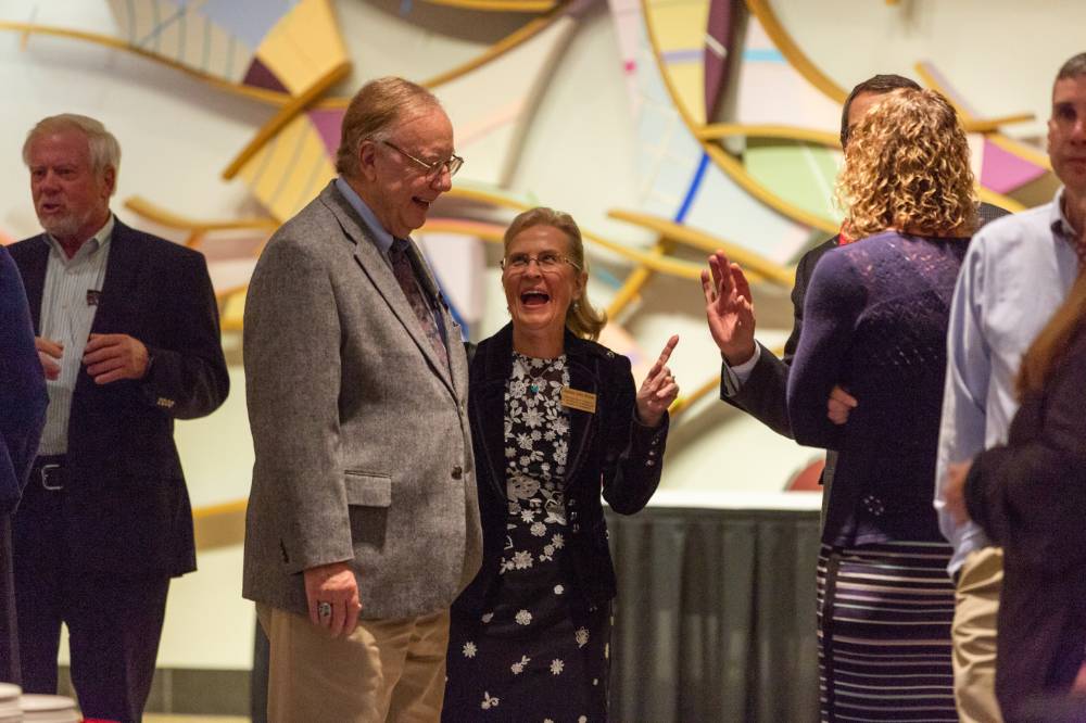 Les and Jackie Stiner sharing a laugh before the Ott Lecture, Oct 4